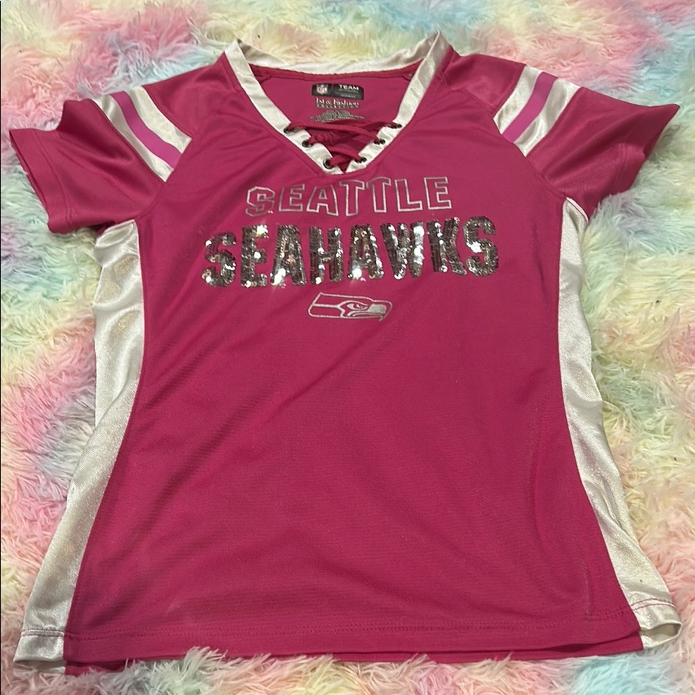 Seattle Seahawks Pink and Silver Jersey